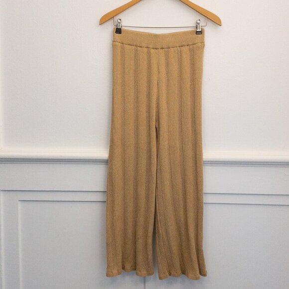 Niko and… Rib Knit Beige Lounge Pants Size M-L Soft Stretch Wide Leg - Picture 1 of 3